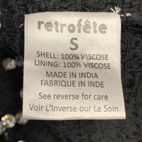 RETROFETE Size S Black Silver Viscose Crystal Embellishment Strapless Mini Dress - Picture 7 of 8